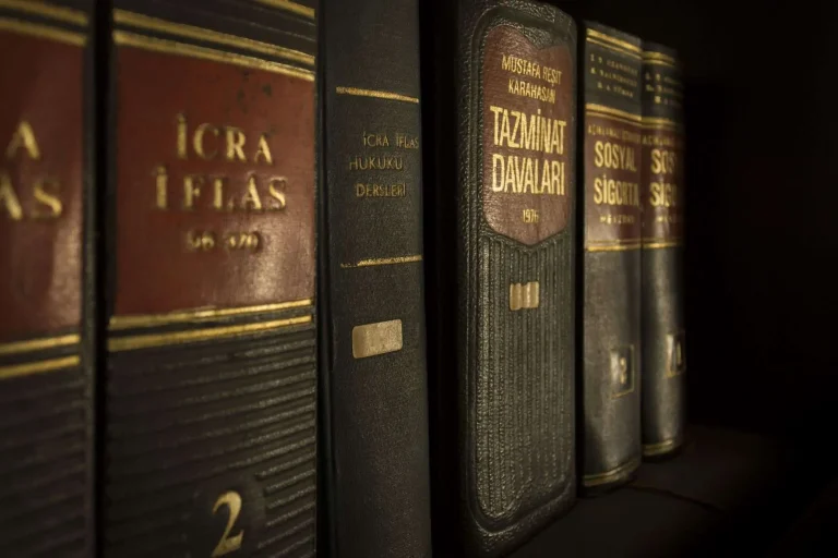 A shelf of bound legal volumes in a law library
