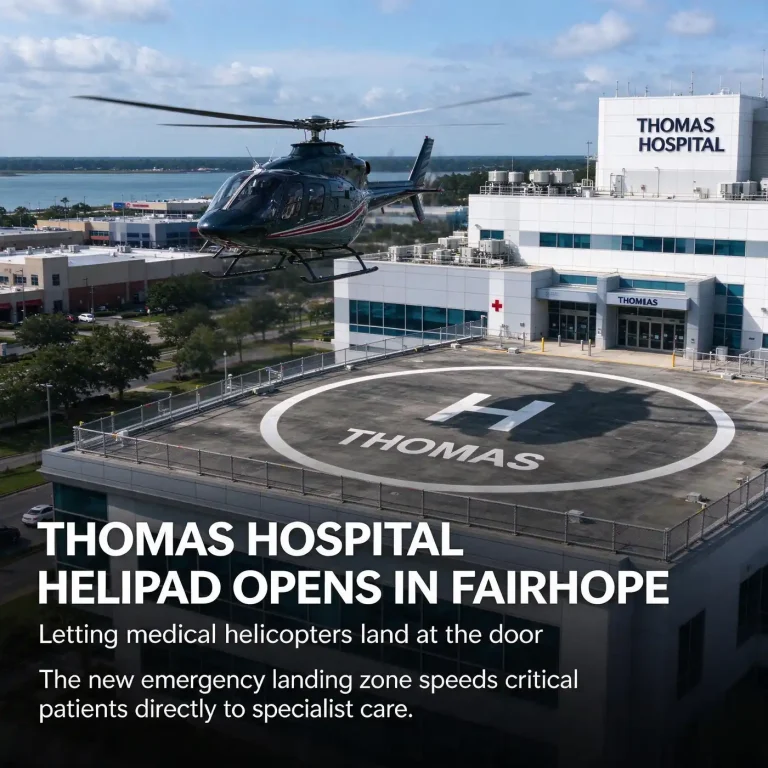 Medical helicopter resting on a marked hospital helipad beside a modern hospital building on a clear day