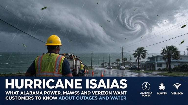 Illustration for the news story: Hurricane Isaias: What Alabama Power, MAWSS and Verizon Want Customers to Know About Outages and Water