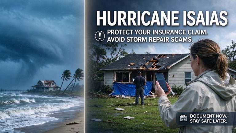 Illustration for the news story: Hurricane Isaias: How to Protect Your Insurance Claim and Avoid Storm Repair Scams