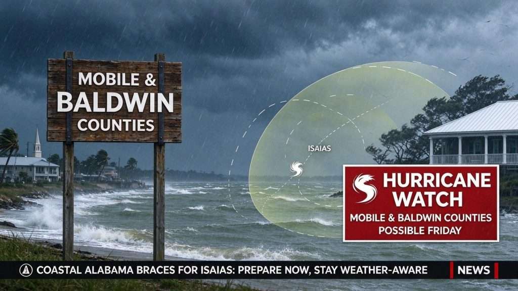 Illustration for the news story: Hurricane Isaias Threat Grows for Mobile and Baldwin Counties: What to Know and How to Prepare