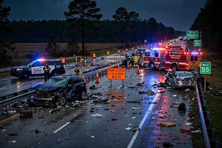 Illustration for the news story: I-10 Crash Near Rosinton Closes Interstate for Over an Hour; Driver Runs From Scene