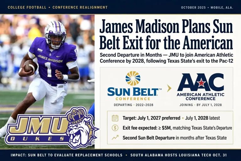 James Madison Sun Belt - James Madison Plans Sun Belt Exit for the American, Second Departure in Months