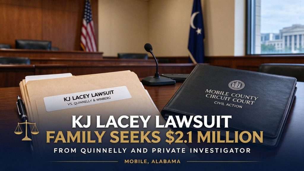 Illustration for the news story: KJ Lacey Lawsuit: Family Seeks $2.1 Million From Quinnelly and Private Investigator