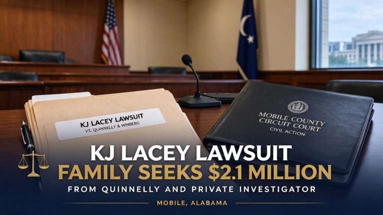 Illustration for the news story: KJ Lacey Lawsuit: Family Seeks $2.1 Million From Quinnelly and Private Investigator