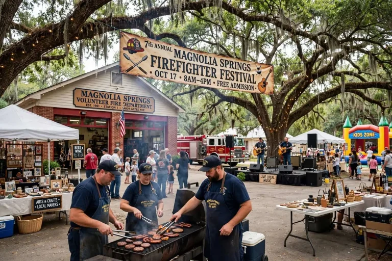 Illustration for the news story: Live Oaks, Local Bands and Firehouse Cooking: Magnolia Springs Firefighter Festival Returns Oct. 17