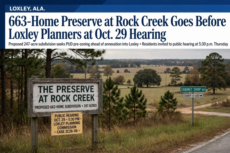 Preserve at Rock Creek - 663-Home Preserve at Rock Creek Goes Before Loxley Planners at Oct. 29 Hearing