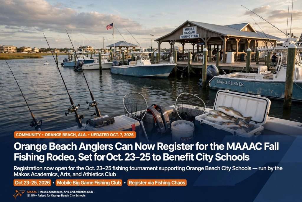Illustration for the news story: Orange Beach Anglers Can Now Register for the MAAAC Fall Fishing Rodeo, Set for Oct. 23–25 to Benefit City Schools