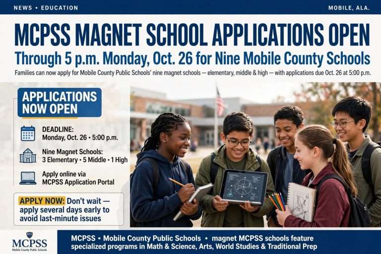 Illustration for the news story: MCPSS Magnet School Applications Open Through 5 p.m. Oct. 26 for Nine Mobile County Schools