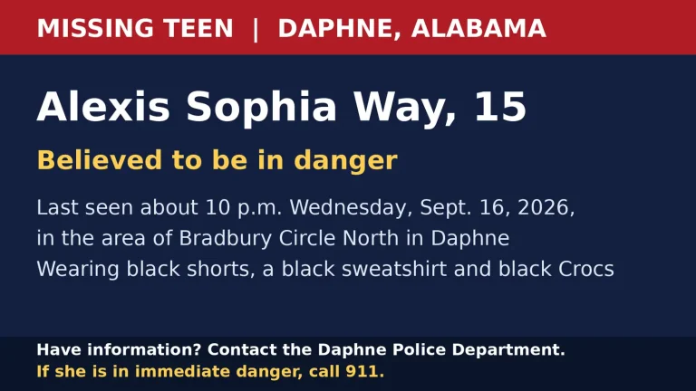 missing Daphne teen – Missing Daphne Teen Alexis Way, 15, Believed in Danger; Police Ask Public's Help