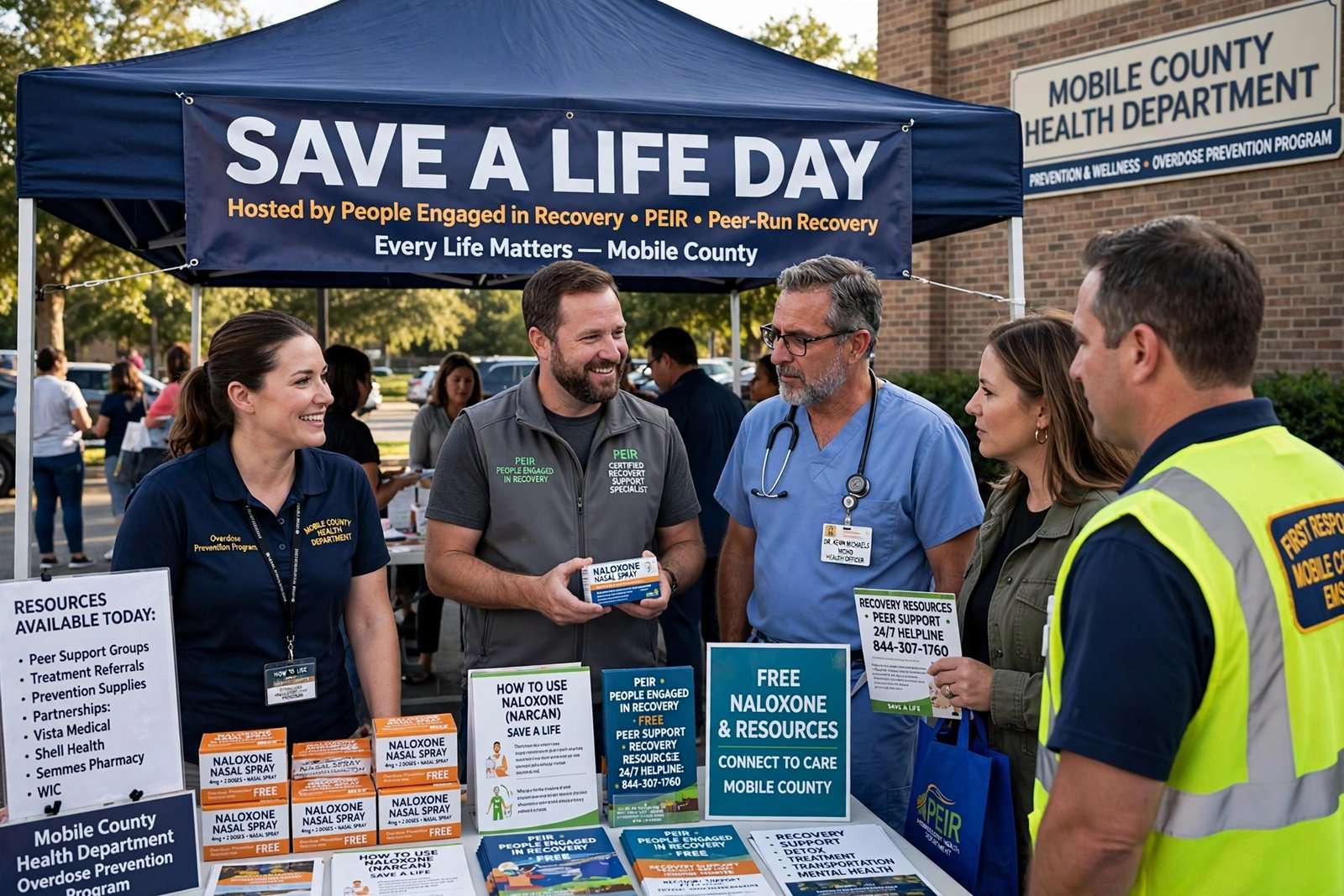 Illustration for the news story: Mobile County Health Department Credits Peer-Run PEIR for Save A Life Day Naloxone Push