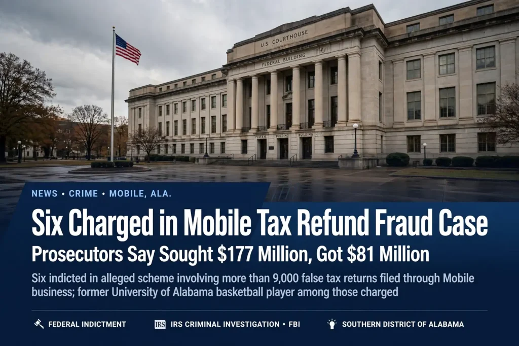 Mobile tax refund fraud – Six Charged in Mobile Tax Refund Fraud Case Prosecutors Say Sought $177 Million, Got $81 Million