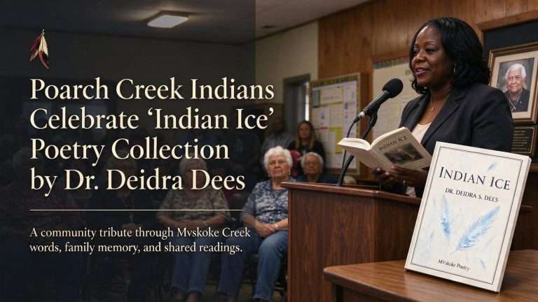 Illustration for the news story: Poarch Creek Indians Celebrate ‘Indian Ice’ Poetry Collection by Dr. Deidra Dees