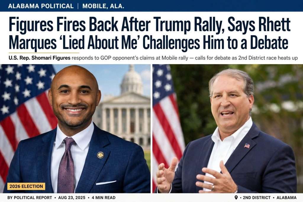 Illustration for the news story: Shomari Figures Fires Back After Trump Rally, Says Rhett Marques ‘Lied About Me’ and Challenges Him to a Debate