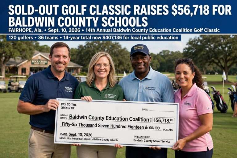 Illustration for the news story: Sold-Out Education Coalition Golf Classic Raises $56,718 for Baldwin County Schools