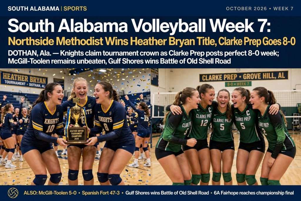 Illustration for the news story: South Alabama Volleyball Week 7: Northside Methodist Wins Heather Bryan Title, Clarke Prep Goes 8-0