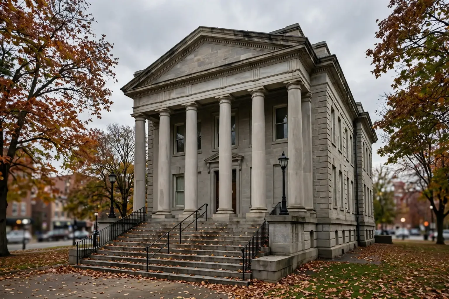 Exterior of a county courthouse in Mobile, Alabama, with a boat trailer suggesting a stolen boat case
