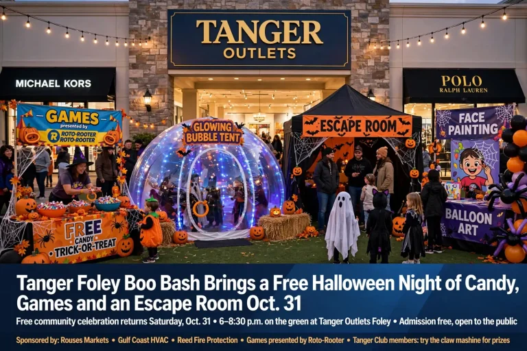 Children in Halloween costumes carrying treat buckets at an outdoor evening event