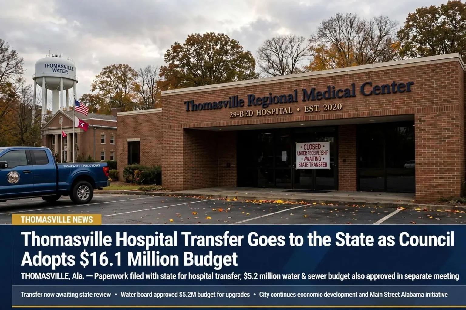 Illustration for the news story: Thomasville Hospital Transfer Goes to the State as Council Adopts $16.1 Million Budget