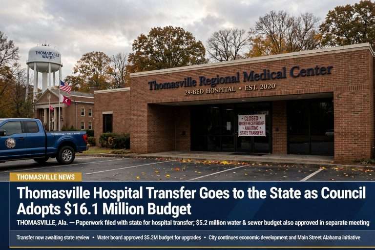Illustration for the news story: Thomasville Hospital Transfer Goes to the State as Council Adopts $16.1 Million Budget