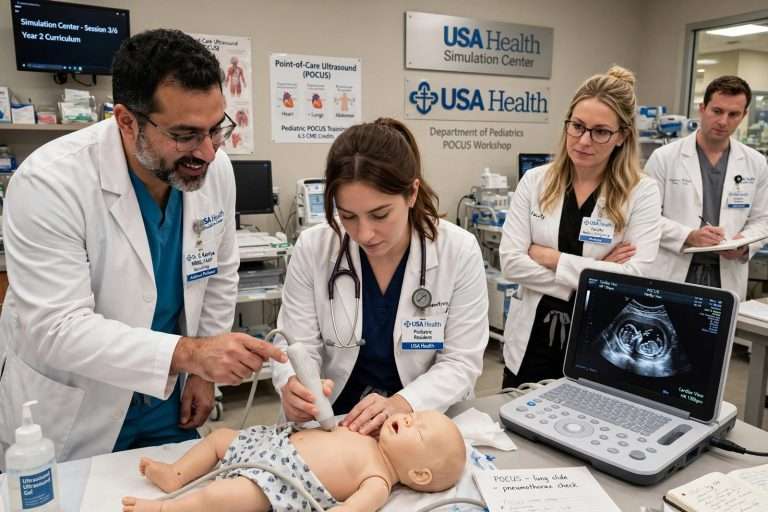 Illustration for the news story: USA Health Builds Point-of-Care Ultrasound Training Into Pediatric Residency