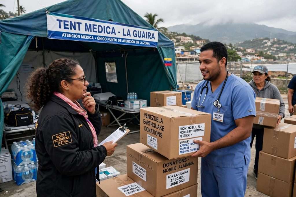 Illustration for the news story: Venezuela Earthquake Donations From Mobile Reach La Guaira Medical Tent