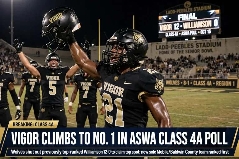 Vigor No. 1 - Vigor Climbs to No. 1 in ASWA Class 4A Poll After Shutout of Williamson