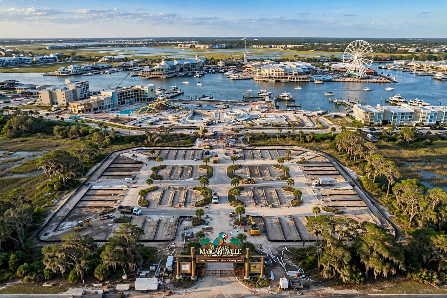Construction site along the Intracoastal Waterway in Orange Beach, Alabama, where Margaritaville Resort Orange Beach is being built