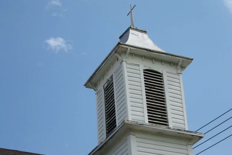 weathered-white-church-steeple