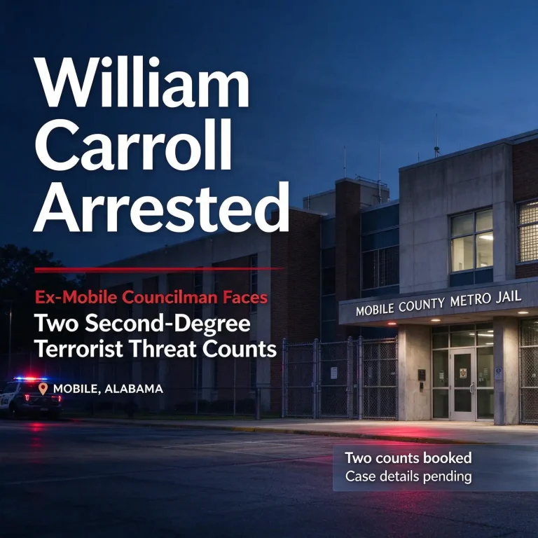 William Carroll arrested – William Carroll Arrested: Ex-Mobile Councilman Faces Two Second-Degree Terrorist Threat Counts