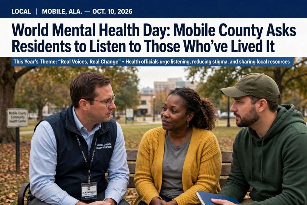 Illustration for the news story: World Mental Health Day: Mobile County Asks Residents to Listen to Those Who’ve Lived It