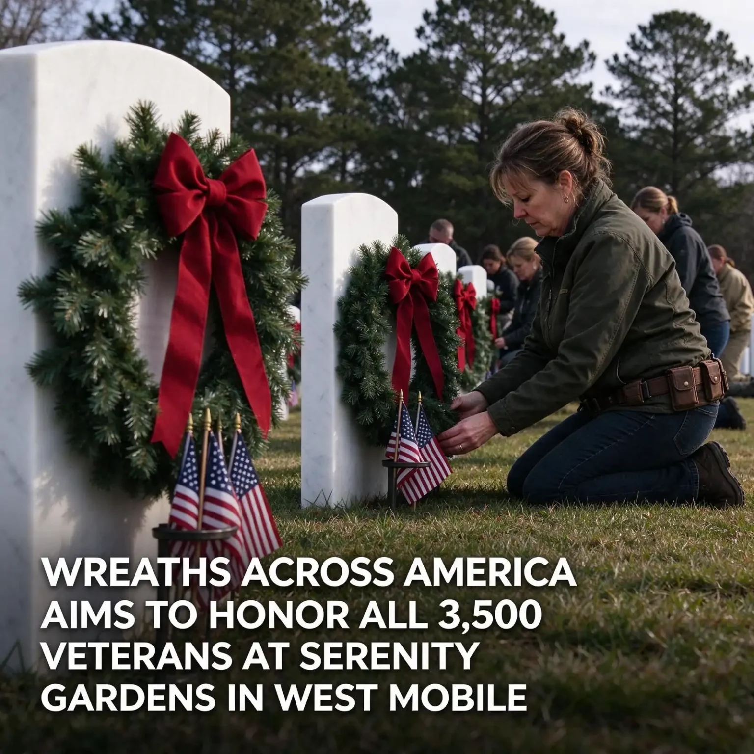 Wreaths Across America - Wreaths Across America Aims to Honor All 3,500 Veterans at Serenity Gardens in West Mobile