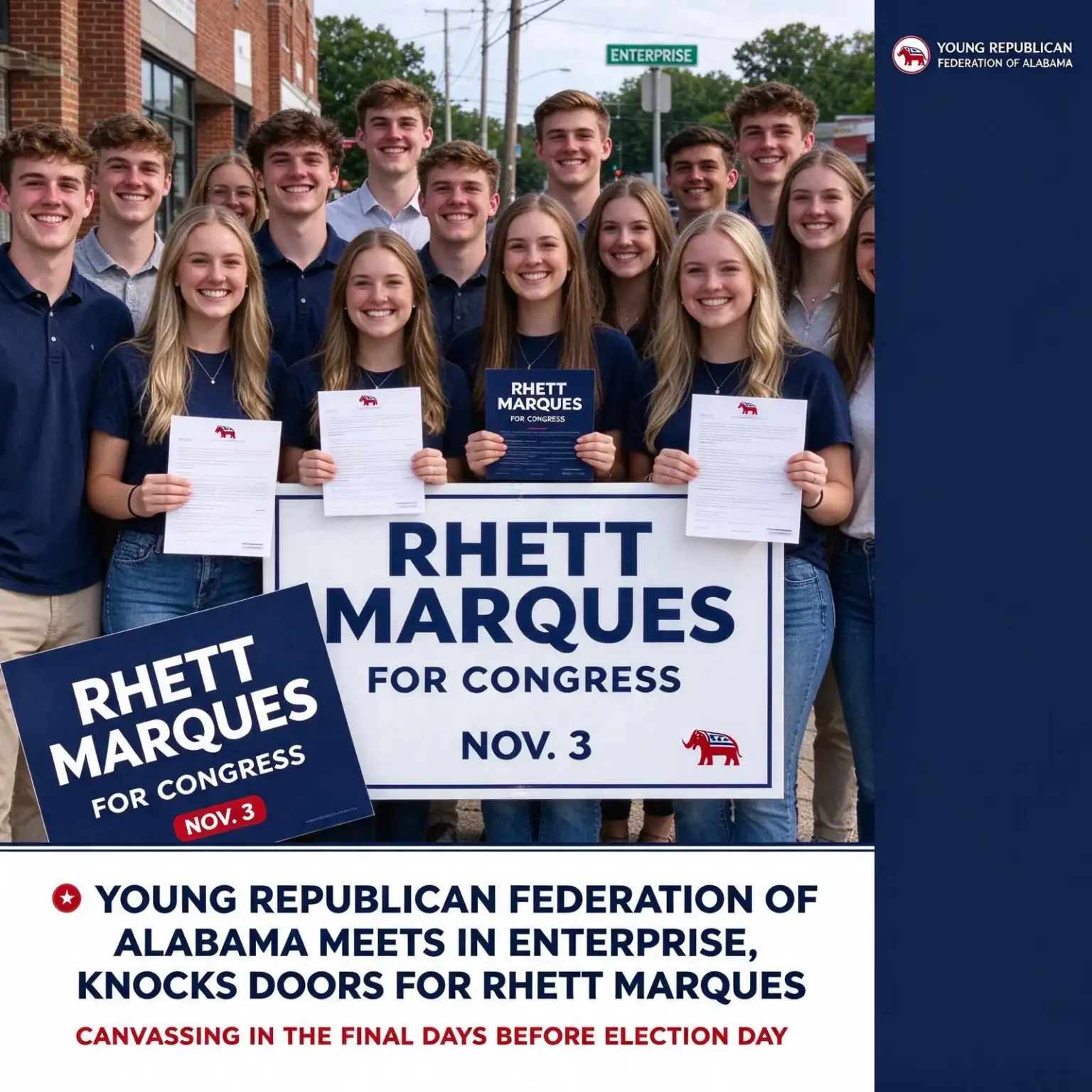 Young Republican Federation - Young Republican Federation of Alabama Meets in Enterprise, Knocks Doors for Rhett Marques