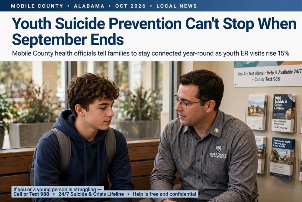 Illustration for the news story: Youth Suicide Prevention Can’t Stop When September Ends, Mobile County Health Officials Tell Families