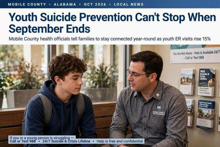 Illustration for the news story: Youth Suicide Prevention Can’t Stop When September Ends, Mobile County Health Officials Tell Families