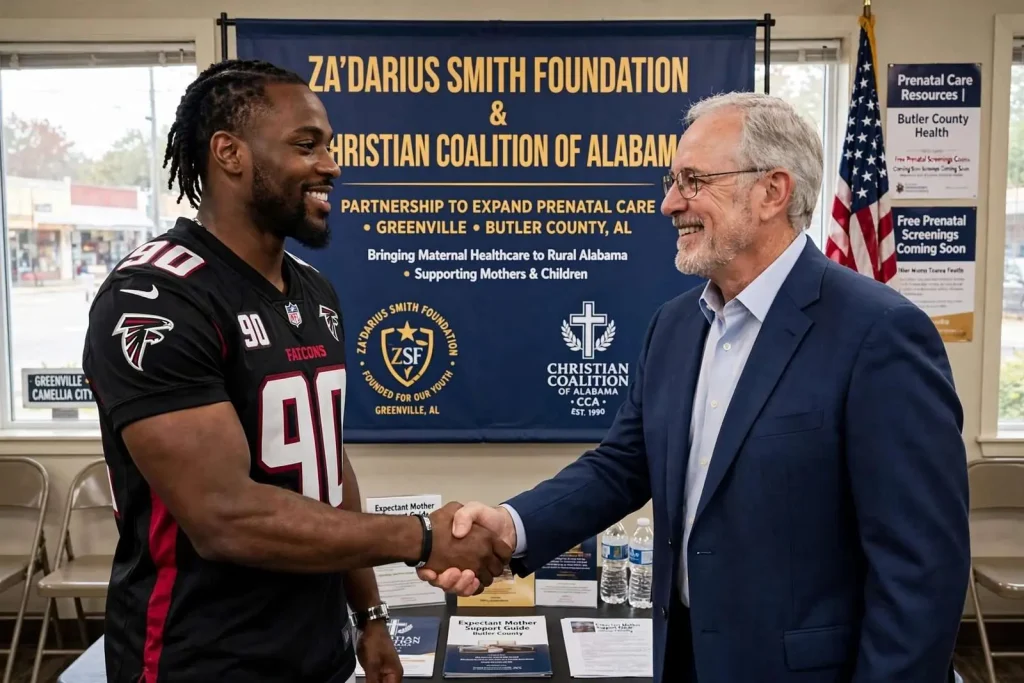 Illustration for the news story: Za’Darius Smith’s Foundation Teams With Christian Coalition of Alabama to Expand Prenatal Care in Greenville